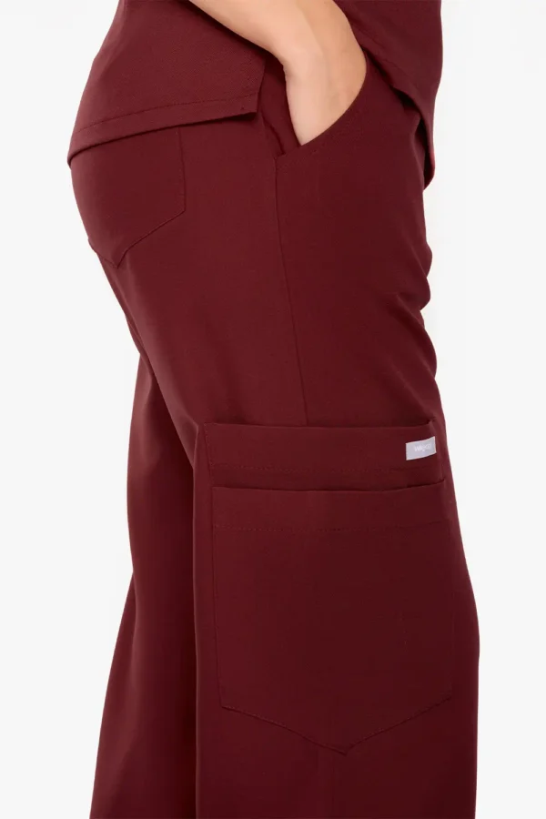 Spodnie Medyczne Damskie Szerokie - Burgundy