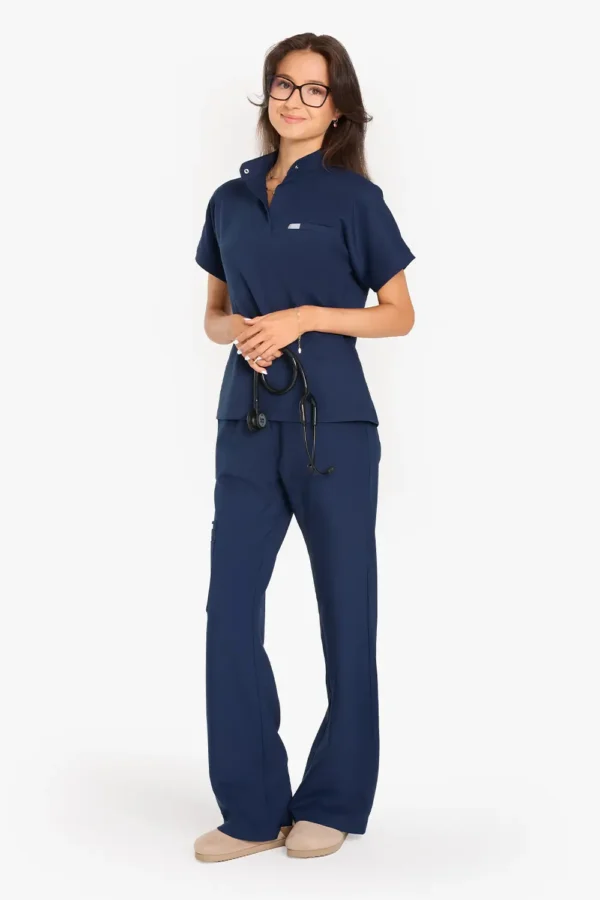 Spodnie Medyczne Damskie Szerokie - Light Navy
