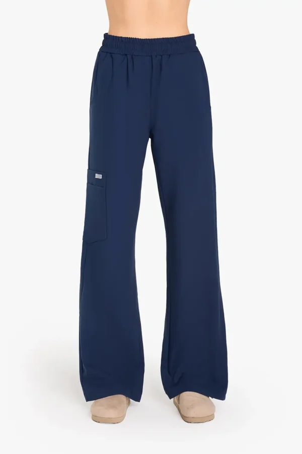 Spodnie Medyczne Damskie Szerokie - Light Navy