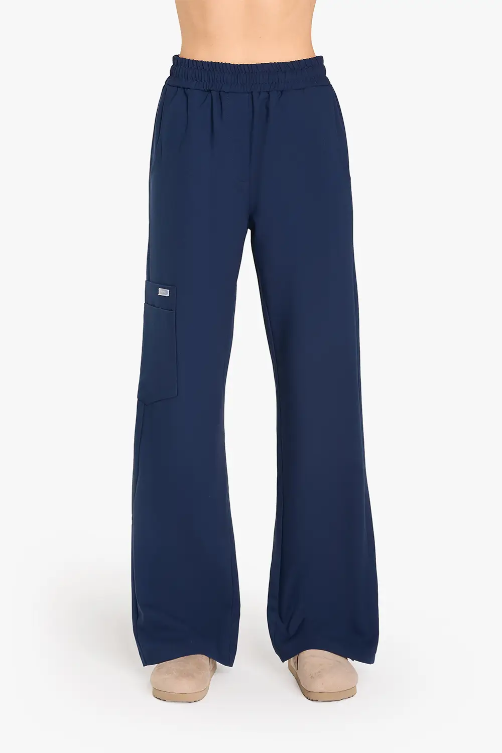 Spodnie Medyczne Damskie Szerokie - Light Navy - obrazek 2
