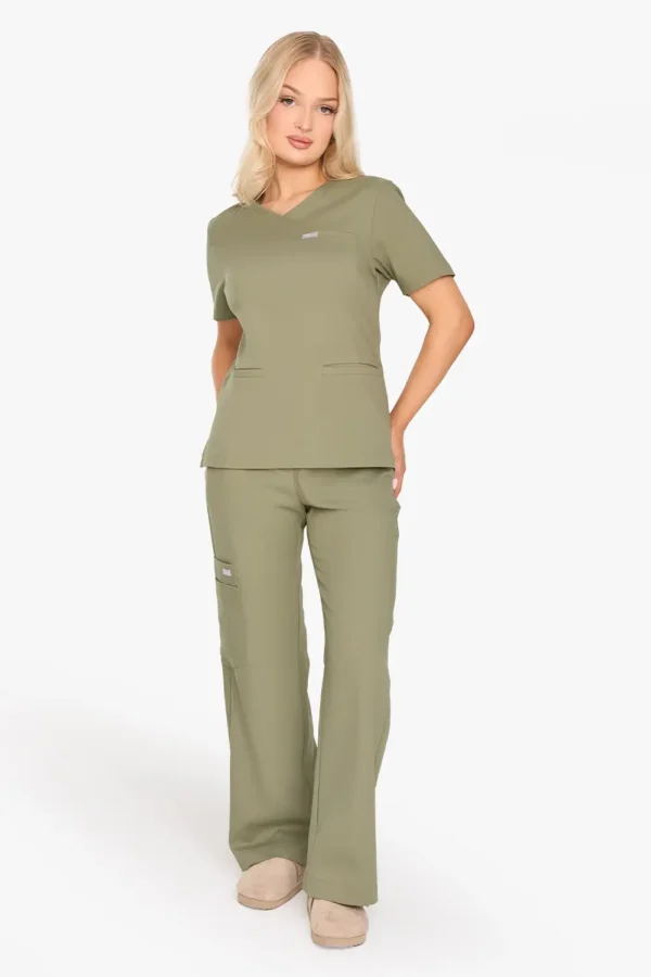 Spodnie Medyczne Damskie Szerokie - Olive Drab