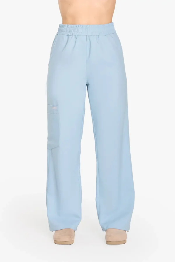 Spodnie Medyczne Damskie Szerokie - Pastel Blue