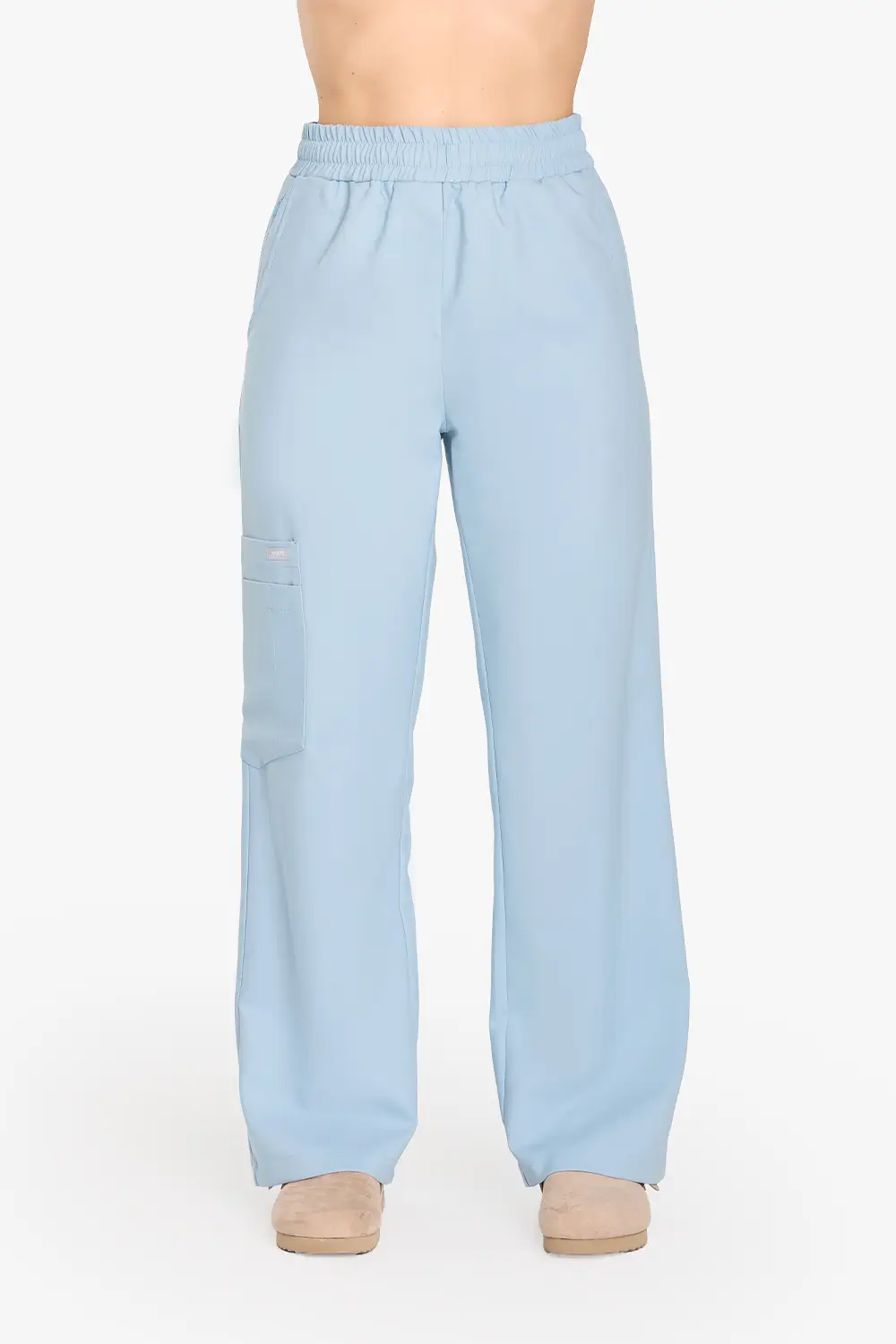 Spodnie Medyczne Damskie Szerokie - Pastel Blue - obrazek 2