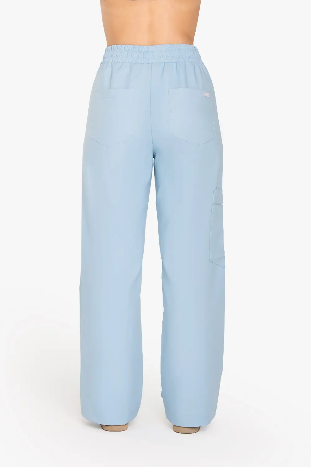 Spodnie Medyczne Damskie Szerokie - Pastel Blue - obrazek 3