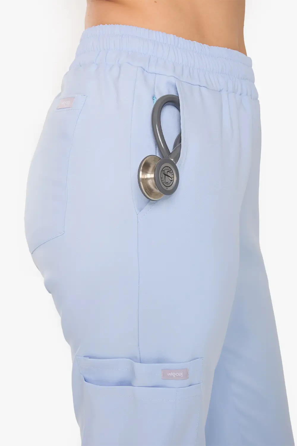 Spodnie Medyczne Damskie Basic - Baby Blue - obrazek 4