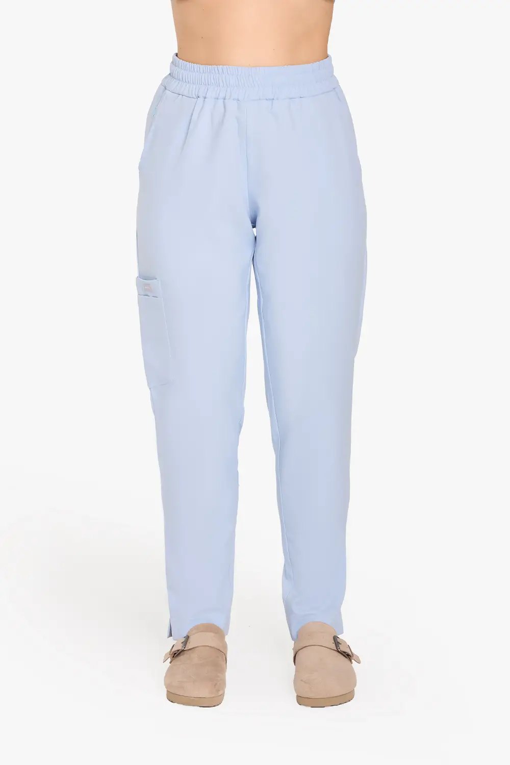 Spodnie Medyczne Damskie Basic - Baby Blue - obrazek 2