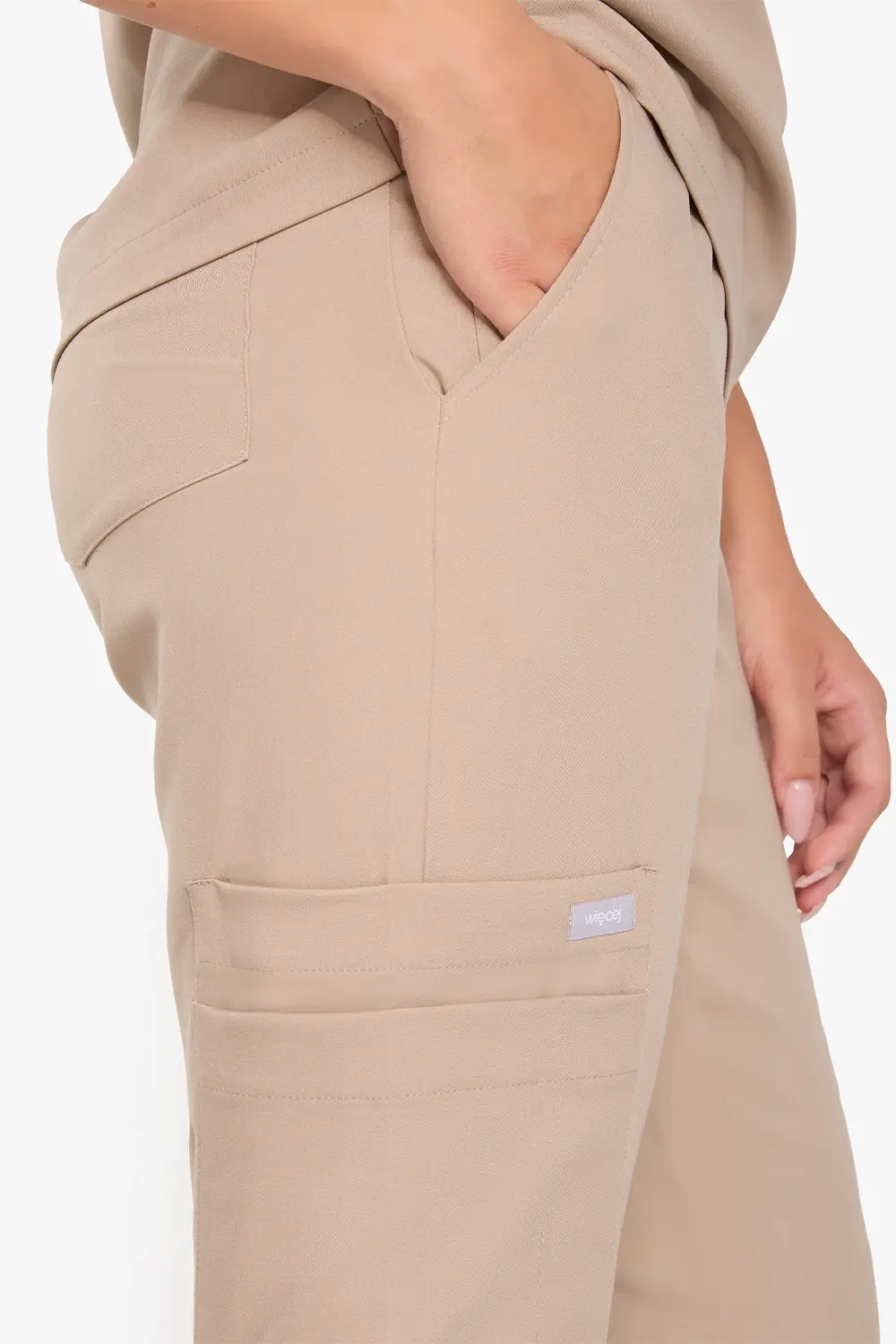 Spodnie Medyczne Damskie Basic - Beige - obrazek 4