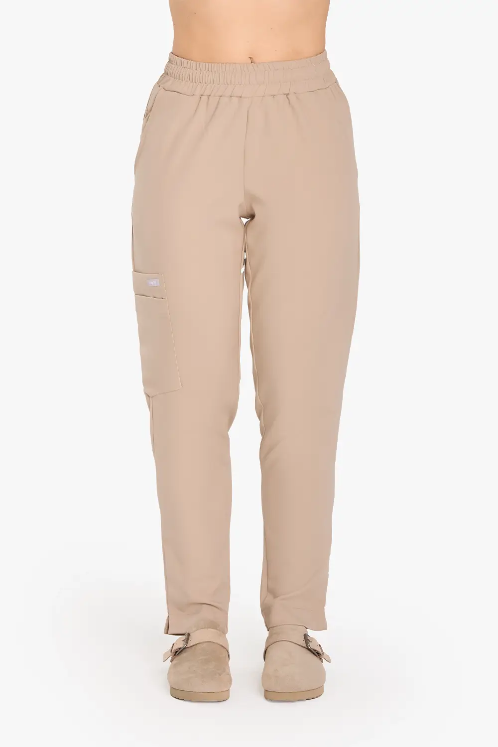 Spodnie Medyczne Damskie Basic - Beige - obrazek 2