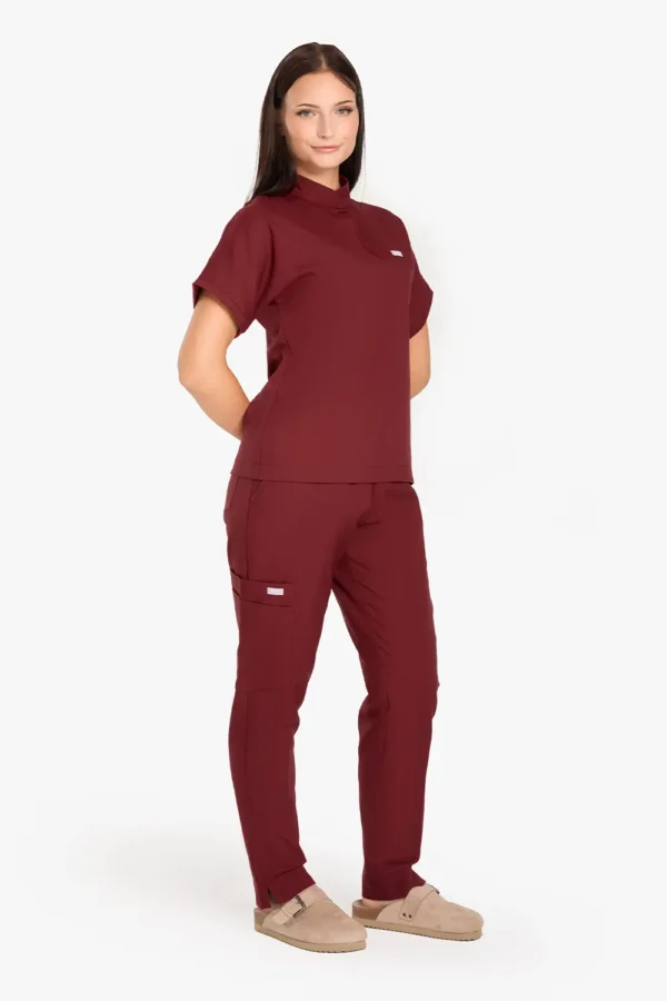 Spodnie Medyczne Damskie Basic - Burgundy