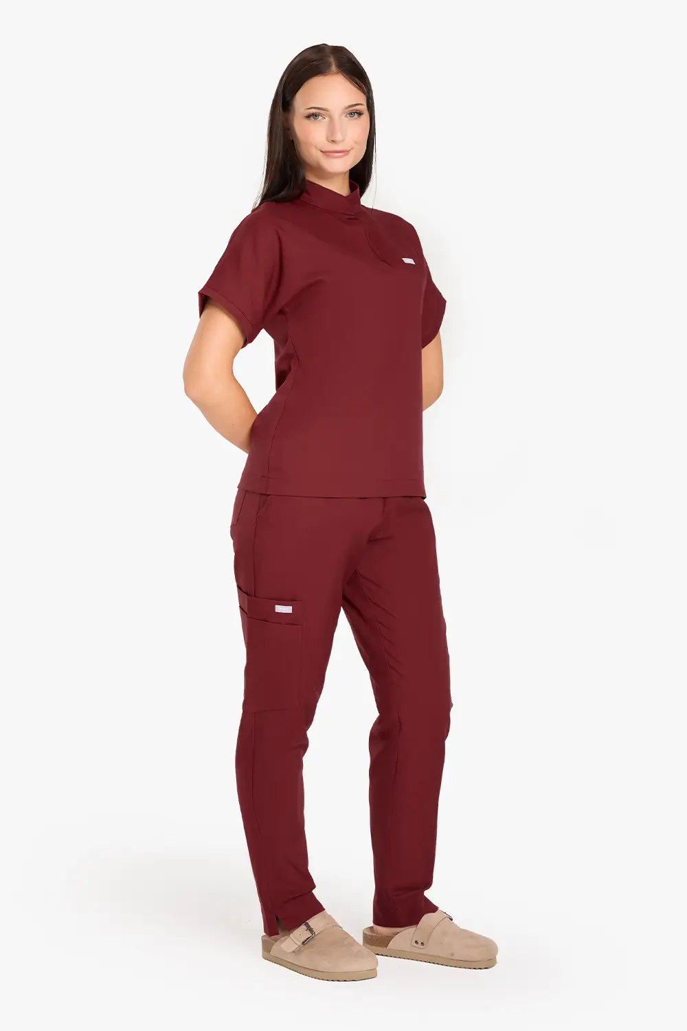 Spodnie Medyczne Damskie Basic - Burgundy