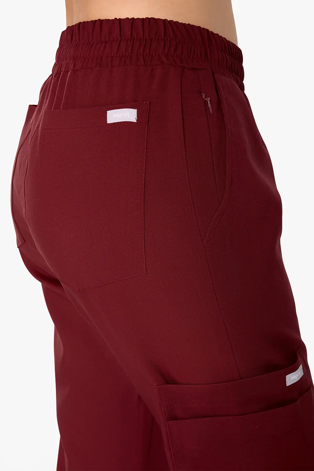 Spodnie Medyczne Damskie Basic - Burgundy - obrazek 4