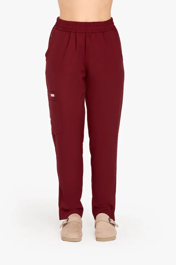 Spodnie Medyczne Damskie Basic - Burgundy