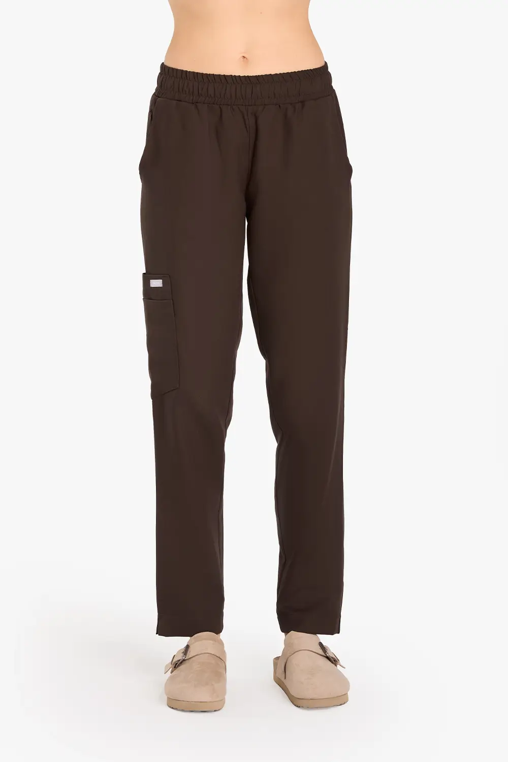 Spodnie Medyczne Damskie Basic - Hot Chocolate - obrazek 3