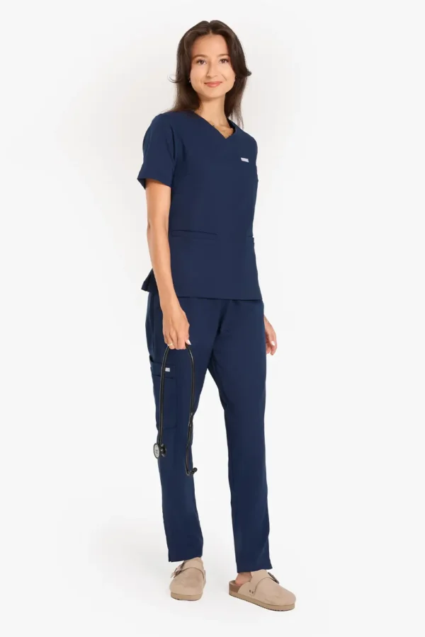 Spodnie Medyczne Damskie Basic - Light Navy
