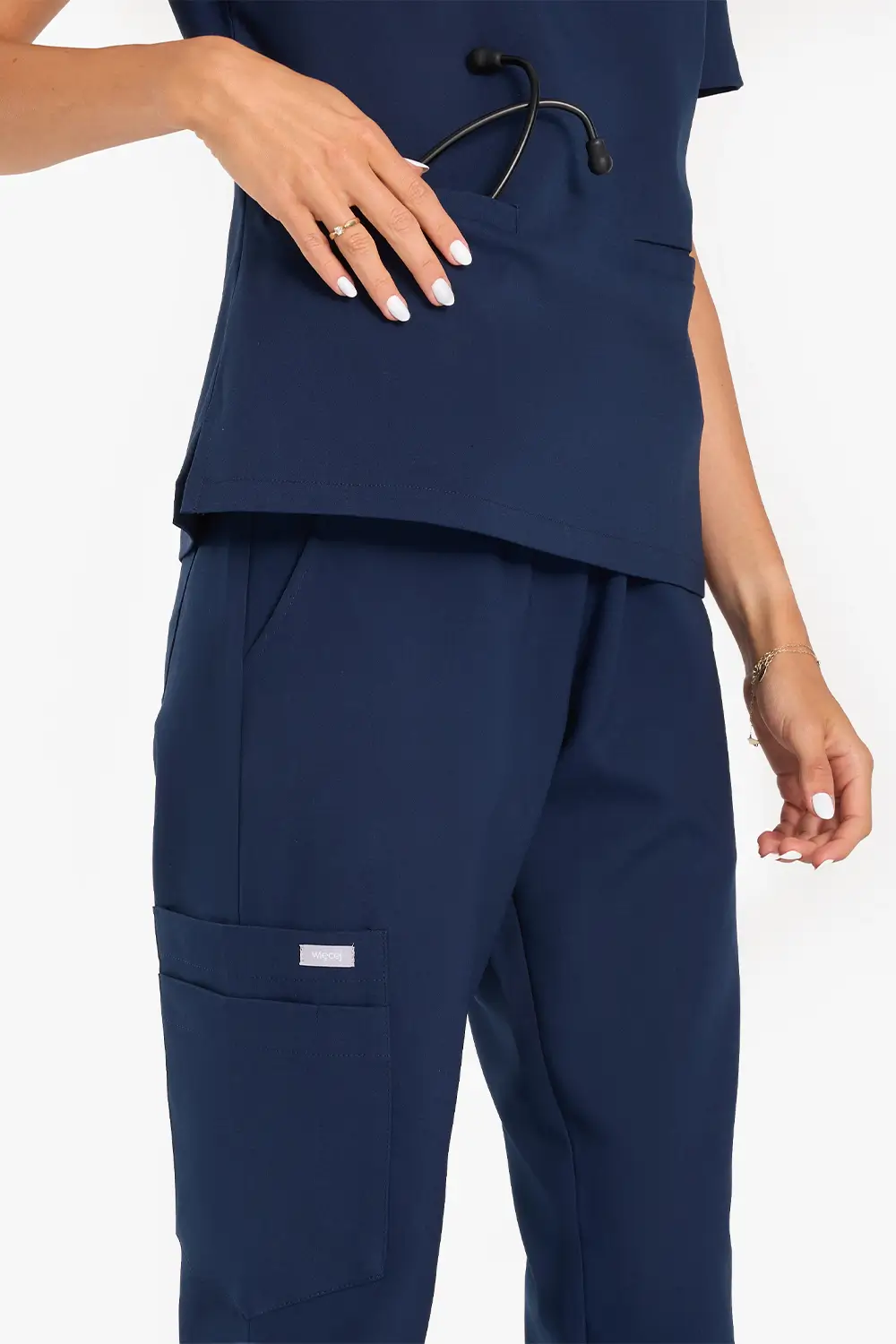 Spodnie Medyczne Damskie Basic - Light Navy - obrazek 4