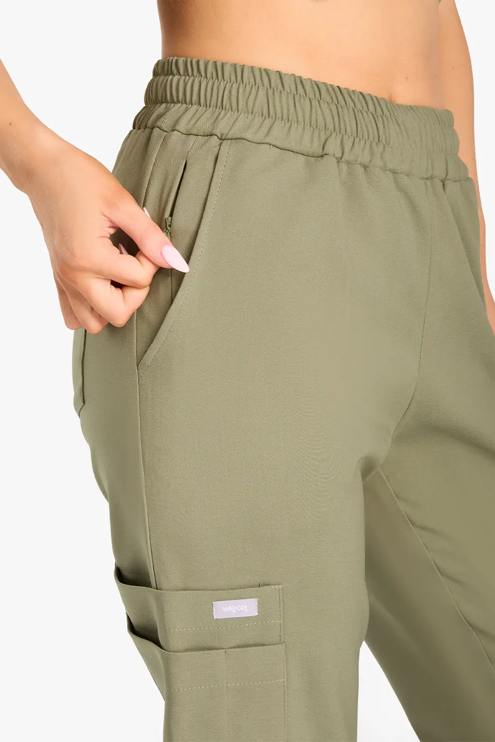 Spodnie Medyczne Damskie Basic - Olive Drab - obrazek 4