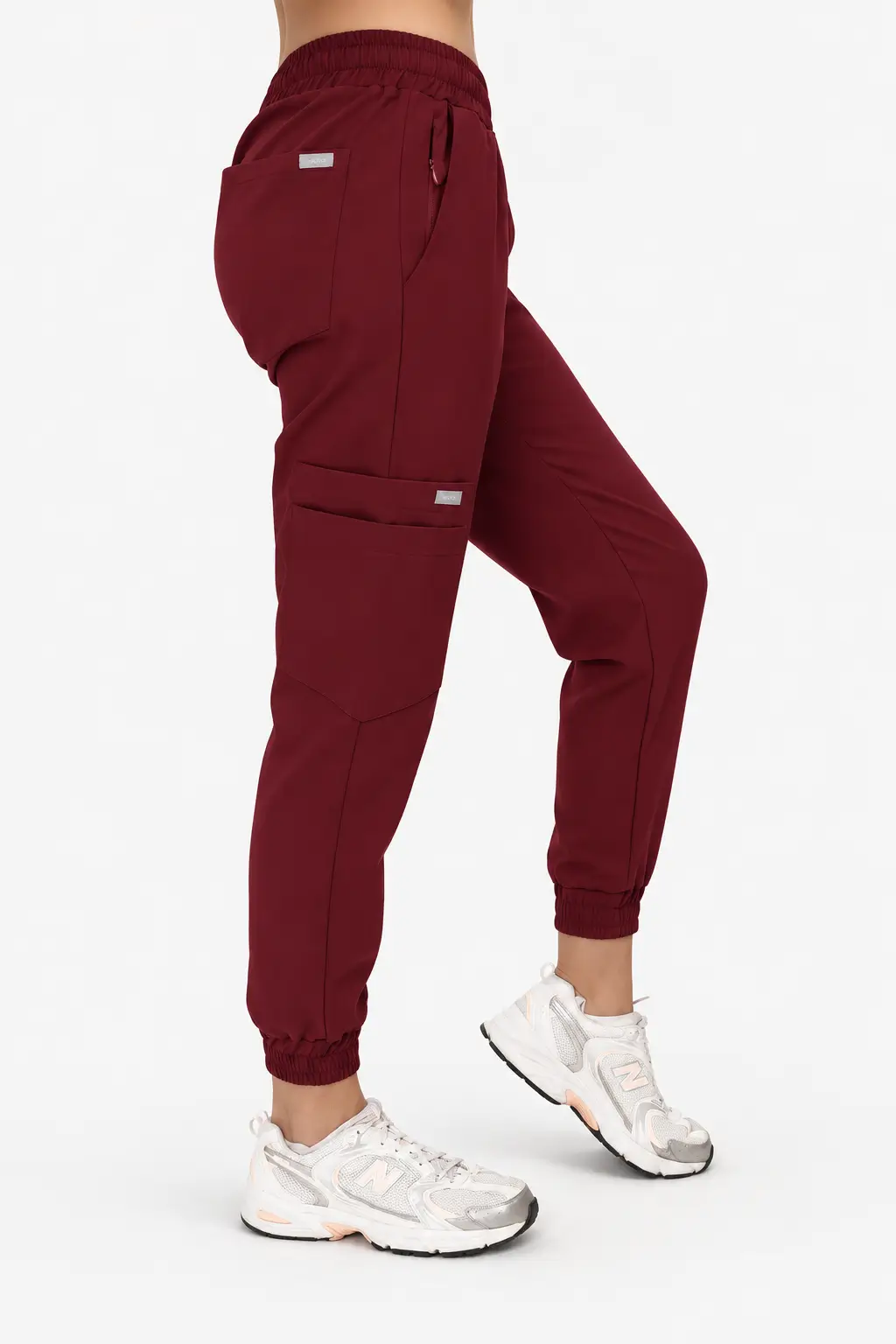 Spodnie Medyczne Damskie Joggery - Burgundy - obrazek 2