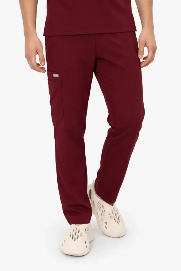 Spodnie Medyczne Męskie Basic - Burgundy