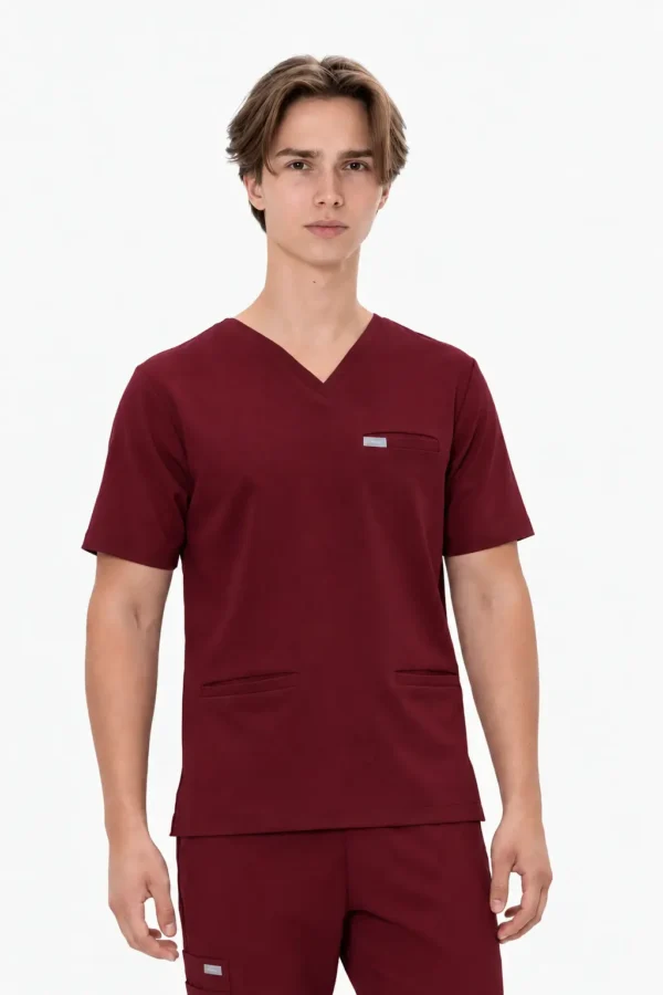 Bluza Medyczna Męska Basic - Burgundy