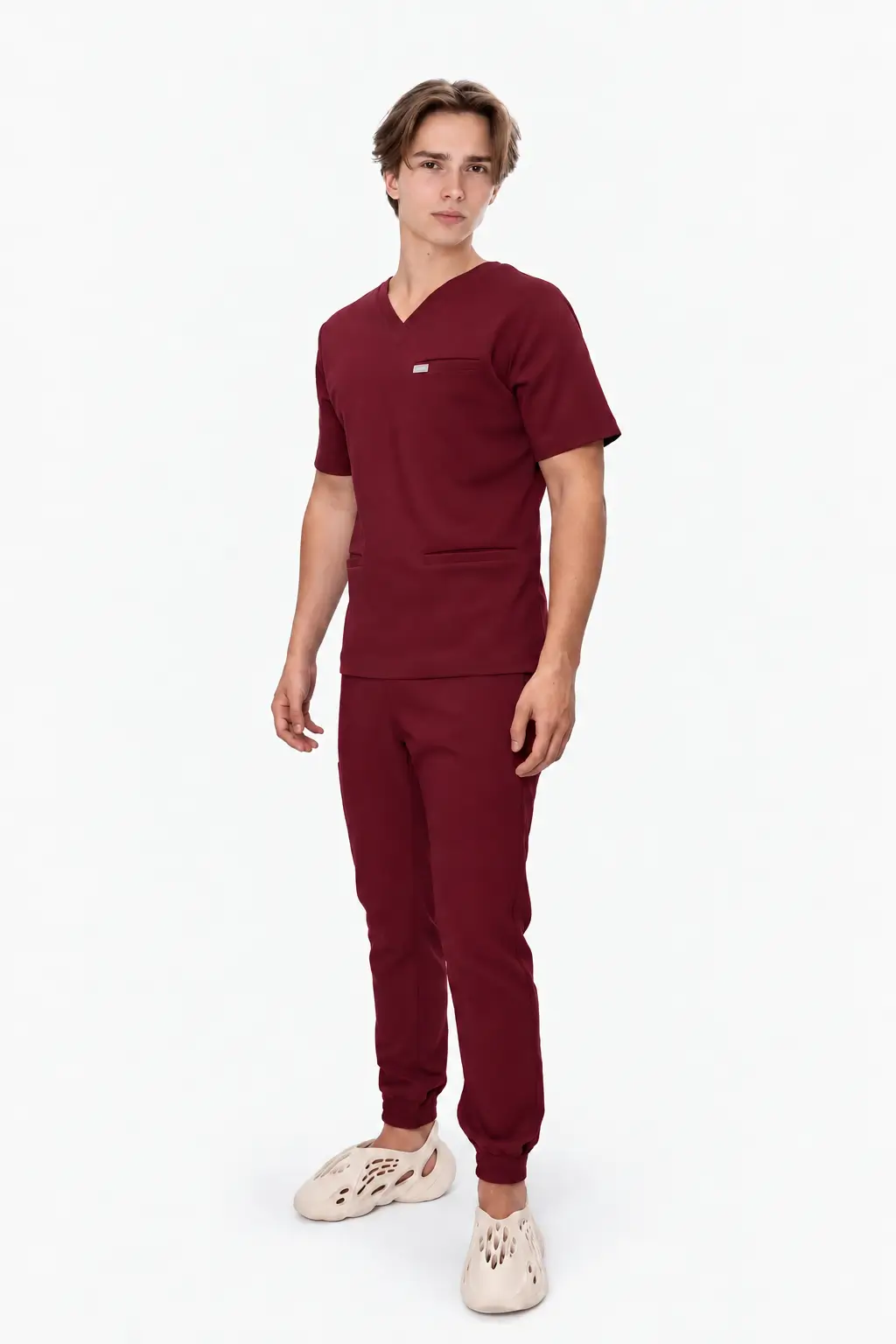 Bluza Medyczna Męska Basic - Burgundy - obrazek 2
