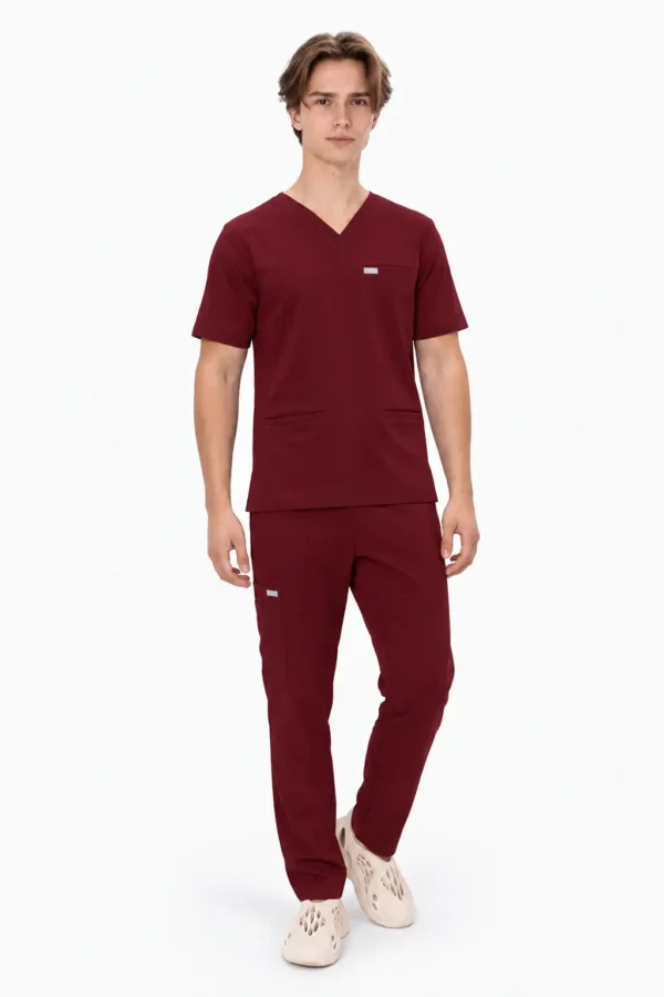 Spodnie Medyczne Męskie Basic - Burgundy